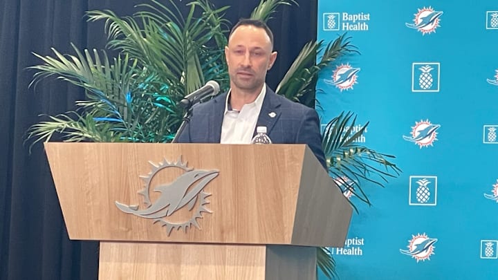 Miami Dolphins General Manager Jon-Eric Sullivan at his introductory press conference
