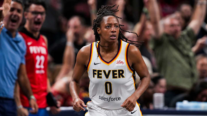 Indiana Fever guard Kelsey Mitchell (0) runs down the court after scoring a 3-pointer Friday, Sept. 6, 2024, during a game between the Indiana Fever and the Minnesota Lynx at Gainbride Fieldhouse in Indianapolis. The Lynx defeated the Fever, 99-88. Indiana Fever guard Kelsey Mitchell (0) runs down the court after scoring a 3-pointer Friday, Sept. 6, 2024, during a game between the Indiana Fever and the Minnesota Lynx at Gainbride Fieldhouse in Indianapolis. The Lynx defeated the Fever, 99-88.