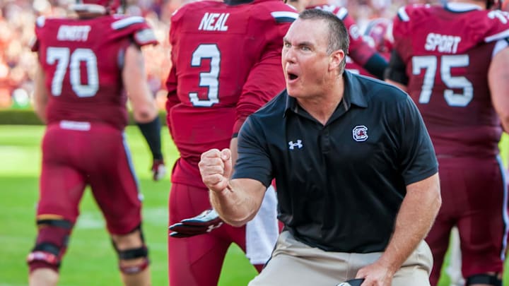 South Carolina football run game coordinator and tight ends coach Shawn Elliott during his first stint with the Gamecocks