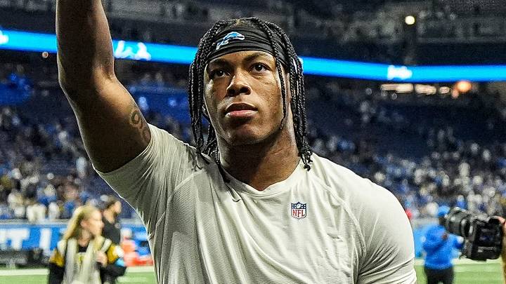 Detroit Lions running back Jahmyr Gibbs (0) waves at fans after 31-30 overtime win over New Orleans Saints at Ford Field in Detroit on Sunday, Sept. 13, 2026. Detroit Lions running back Jahmyr Gibbs (0) waves at fans after 31-30 overtime win over New Orleans Saints at Ford Field in Detroit on Sunday, Sept. 13, 2026.