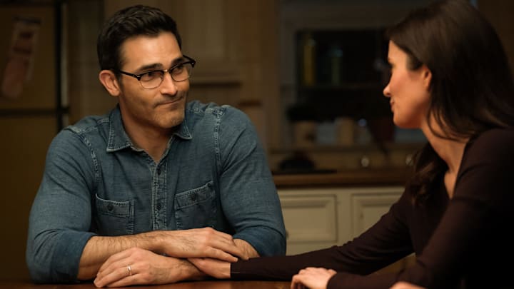 Superman & Lois -- “A Regular Guy” -- Image Number: SML407a_0422r -- Pictured (L-R): Tyler Hoechlin as Clark Kent, and Elizabeth Tulloch as Lois Lane -- Photo: Colin Bentley/The CW -- © 2024 The CW Network, LLC. All Rights Reserved.
