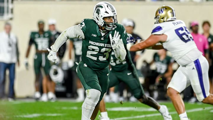 Michigan State's Darius Snow pursues the ball against Washington during the fourth quarter on Saturday, Sept. 16, 2023, at Spartan Stadium in East Lansing.