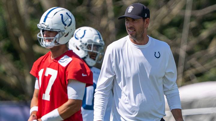 Indianapolis Colts head coach Shane Steichen watches a drill Thursday, Aug. 27, 2026, during practice at Indiana Farm Bureau Football Center. Indianapolis Colts head coach Shane Steichen watches a drill Thursday, Aug. 27, 2026, during practice at Indiana Farm Bureau Football Center.