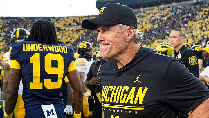 Michigan head coach Kyle Whittingham reacts to 20-19 loss to Iowa at Michigan Stadium in Ann Arbor on Saturday, Sept. 26, 2026.