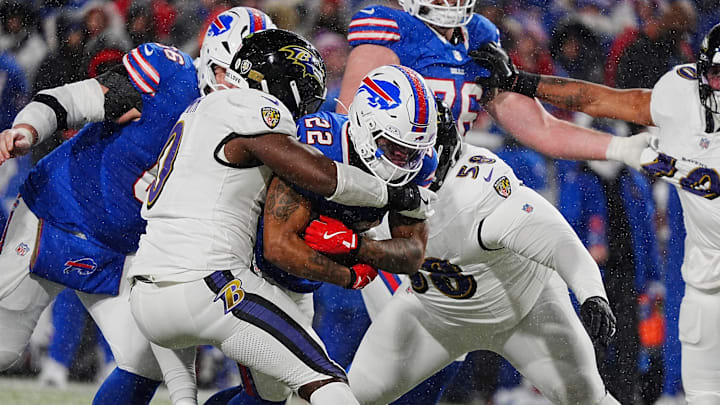 Buffalo Bills running back Ray Davis against the Baltimore Ravens at Highmark Stadium in Orchard Park on Jan. 19, 2025.