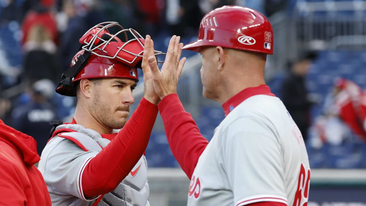 Apr 6, 2024; Washington, District of Columbia, USA; Philadelphia Phillies catcher J.T. Realmuto