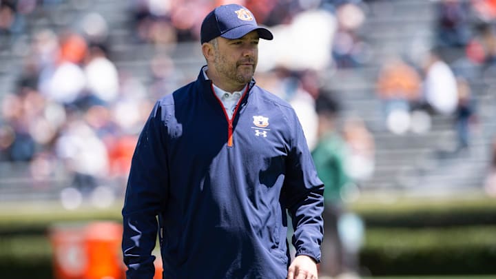 Auburn Tigers defensive coordinator Jeff Schmedding during the A-Day spring practice at Jordan-Hare Stadium in Auburn, Ala., on Saturday, April 9, 2022. Auburn Tigers defensive coordinator Jeff Schmedding during the A-Day spring practice at Jordan-Hare Stadium in Auburn, Ala., on Saturday, April 9, 2022.