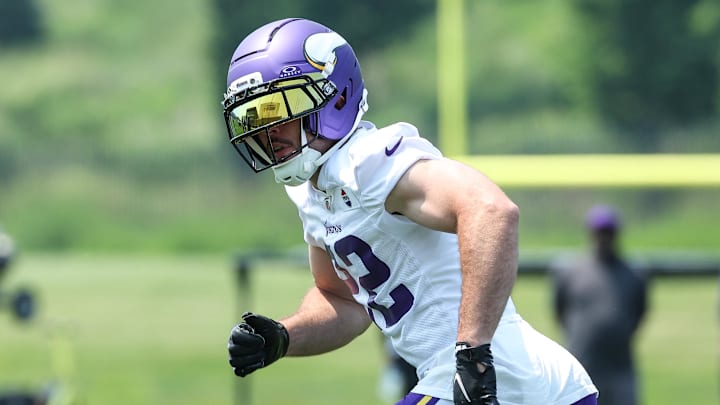 Jun 10, 2025; Minneapolis, MN, USA; Minnesota Vikings safety Harrison Smith (22) practices during minicamp at the Minnesota Vikings Training Facility. Jun 10, 2025; Minneapolis, MN, USA; Minnesota Vikings safety Harrison Smith (22) practices during minicamp at the Minnesota Vikings Training Facility.