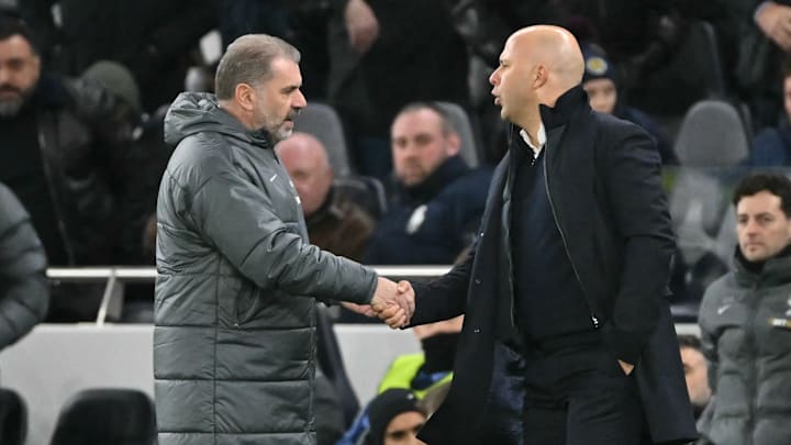 Ange Postecoglou (left) was unprovoked when he brought up Liverpool