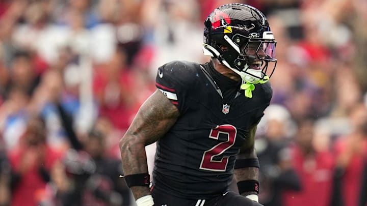 Arizona Cardinals linebacker Mack Wilson Sr. (2) celebrates his sack against the Detroit Lions at State Farm Stadium Football in Glendale, Ariz., Sep 22, 2024.
