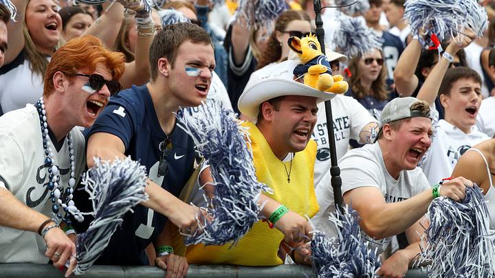 Penn State Nittany Lions fans cheer during the game against the Buffalo Bulls at Beaver Stadium. 