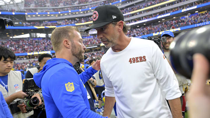 Kyle Shanahan is 10-6 against Sean McVay in his coaching career. Kyle Shanahan is 10-6 against Sean McVay in his coaching career.