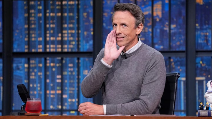 LATE NIGHT WITH SETH MEYERS -- Pictured: Host Seth Meyers during "CORRECTIONS" on August 14, 2025