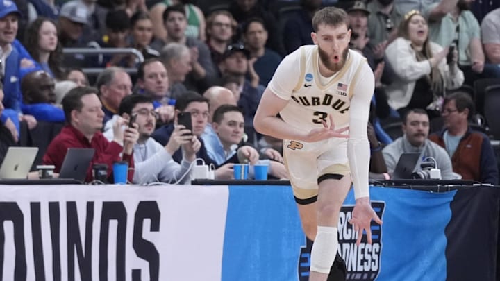 Purdue Boilermakers guard Braden Smith (3) reacts after a basket 