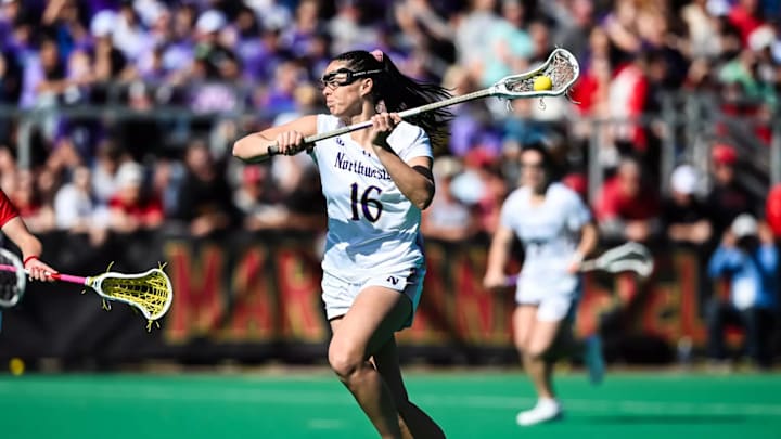 Northwestern attacker Niki Miles in the Big Ten Women's Lacrosse Tournament Championship game against Maryland on 4/27/2025. Northwestern attacker Niki Miles in the Big Ten Women's Lacrosse Tournament Championship game against Maryland on 4/27/2025.