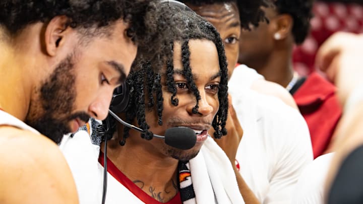 Alabama guard Latrell Wrightsell Jr. gets interviewed after the win against Missouri on Jan. 27, 2026. Alabama guard Latrell Wrightsell Jr. gets interviewed after the win against Missouri on Jan. 27, 2026.