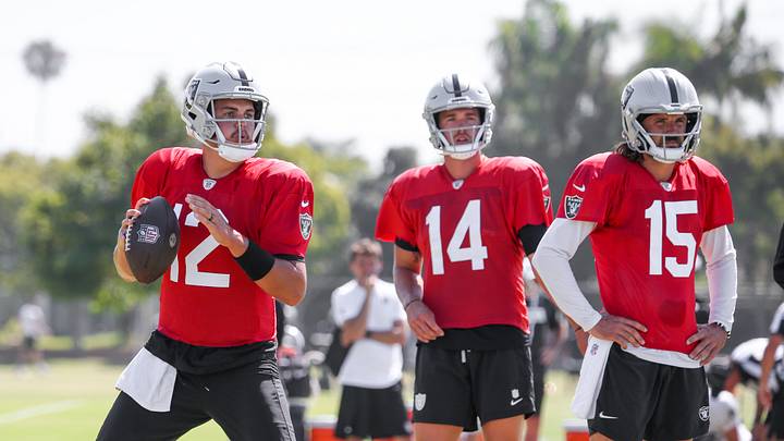 Aidan O'Connell, Carter Bradley, and Gardner Minshew, the Las Vegas Raiders QBs