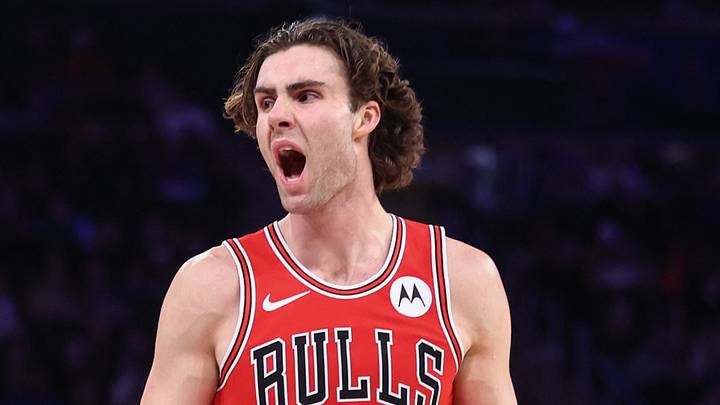 Chicago Bulls guard Josh Giddey (3) reacts to a call