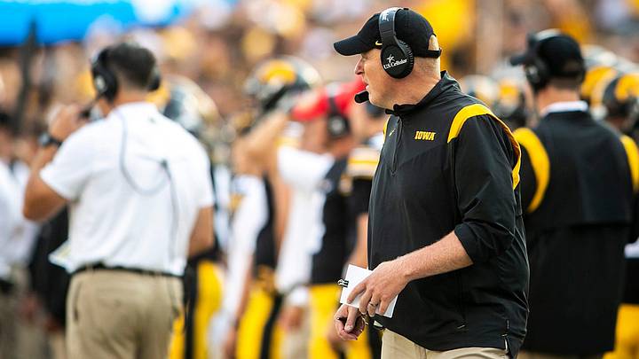 Iowa offensive line coach George Barnett watches a play during a NCAA Big Ten Conference football game against Indiana, Saturday, Sept. 4, 2021, at Kinnick Stadium in Iowa City, Iowa.

210904 Indiana Iowa Fb 033 Jpg