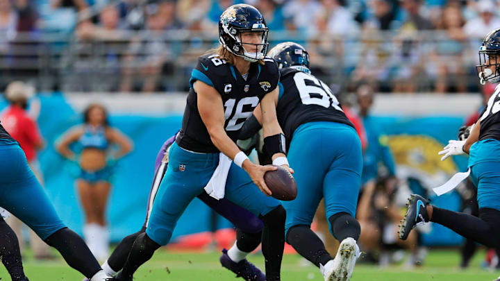 Jacksonville Jaguars quarterback Trevor Lawrence (16) 