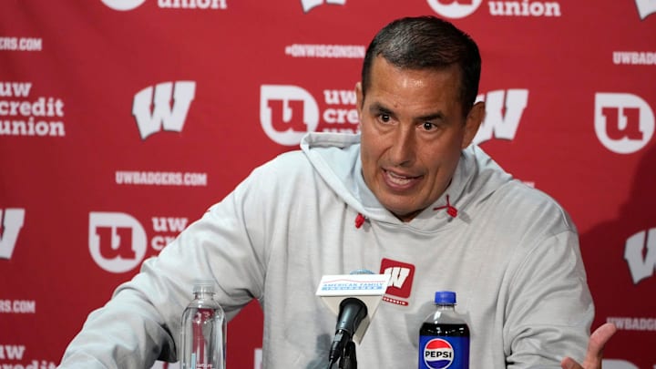 Wisconsin Badgers head coach Luke Fickell answers questions during Wisconsin Badgers football media day at Camp Randall Stadium in Madison on Tuesday, Aug. 1, 2023. Wisconsin Badgers head coach Luke Fickell answers questions during Wisconsin Badgers football media day at Camp Randall Stadium in Madison on Tuesday, Aug. 1, 2023.