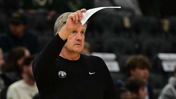 Oct 5, 2026; Milwaukee, Wisconsin, USA;  Minnesota Timberwolves head coach Chris Finch calls a play in the fourth quarter Milwaukee Bucks at Fiserv Forum.  Mandatory Credit: Benny Sieu-Imagn Images