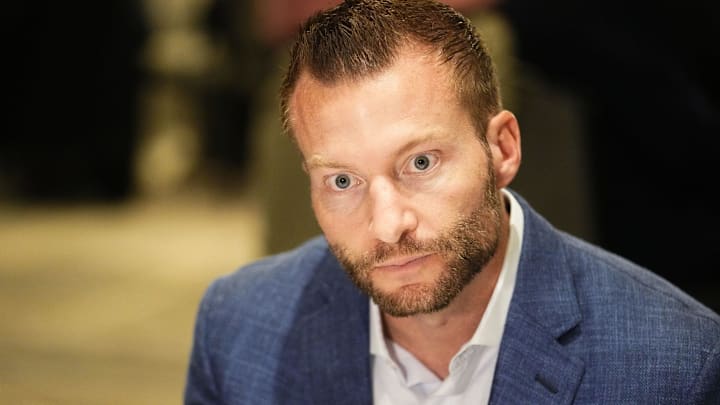 Sean McVay didn't seem happy that the LA Rams drafted Ty Simpson during his post-draft presser