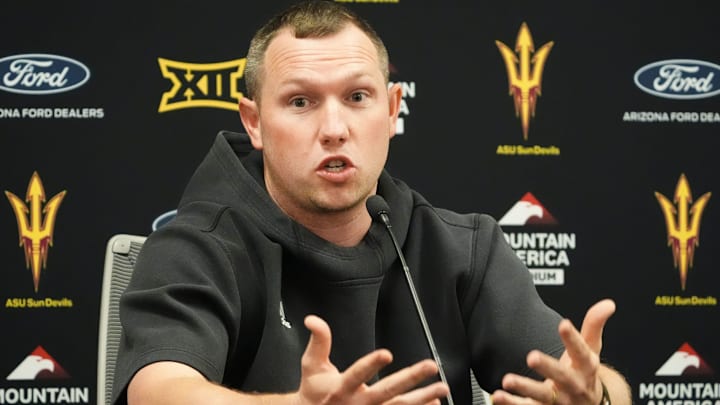 Arizona State head coach Kenny Dillingham holds a news conference on Oct. 27, 2025, in Tempe.