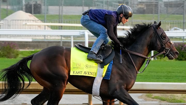 East Avenue, trained by Brendan Walsh, works out Saturday, April 19, 2025, at Churchill Downs two weeks ahead of the 2025 Kentucky Derby.