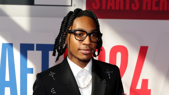 Jun 26, 2024; Brooklyn, NY, USA; Rob Dillingham arrives before the first round of the 2024 NBA Draft at Barclays Center. Mandatory Credit: Brad Penner-USA TODAY Sports Jun 26, 2024; Brooklyn, NY, USA; Rob Dillingham arrives before the first round of the 2024 NBA Draft at Barclays Center. Mandatory Credit: Brad Penner-USA TODAY Sports