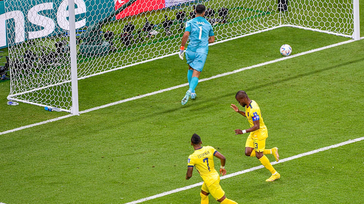 Ecuador jubelt über den Treffer gegen Katar Ecuador jubelt über den Treffer gegen Katar