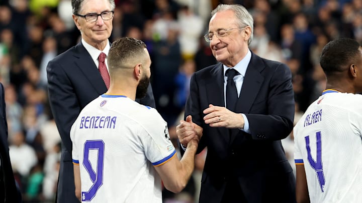 Florentino Perez et Karim Benzema lors de la finale de la Ligue des Champions 2022