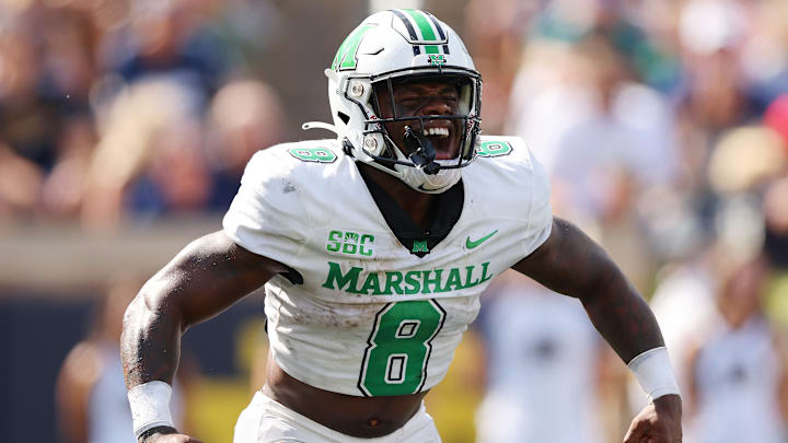 Marshall running back Khalan Laborn (8) Marshall running back Khalan Laborn (8)