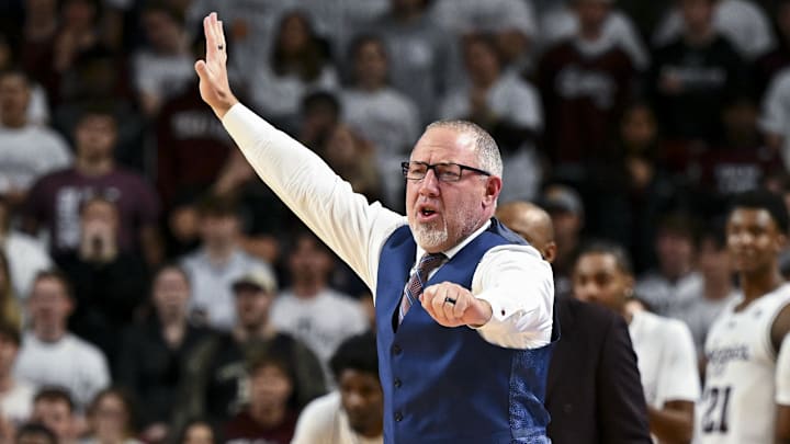 Texas A&M Aggies head coach Buzz Williams reacts during the second half against the Georgia Bulldogs at Reed Arena. 