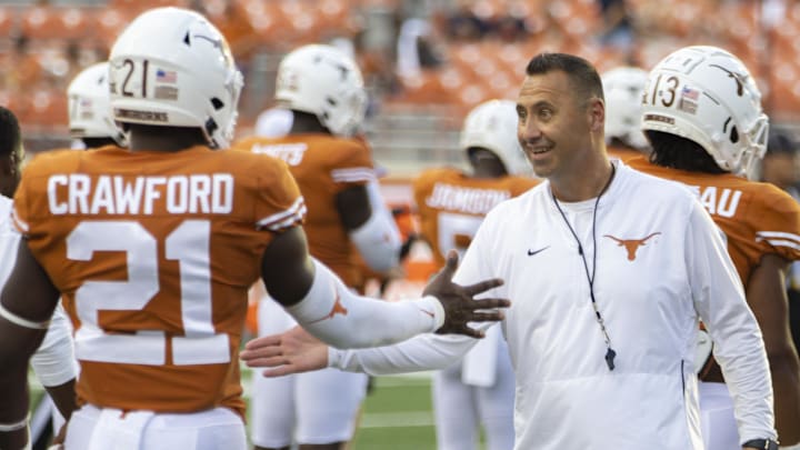 Texas Longhorns head coach Steve Sarkisian on Sep. 17, 2022 at Darrell K Royal-Texas Memorial Stadium in Austin, Texas. Texas Longhorns head coach Steve Sarkisian on Sep. 17, 2022 at Darrell K Royal-Texas Memorial Stadium in Austin, Texas.