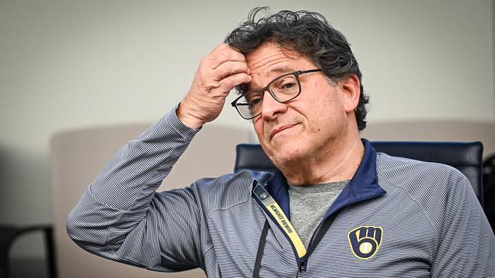 Milwaukee Brewers principal owner Mark Attanasio speaks with reporters Tuesday, February 18, 2025, at American Family Fields of Phoenix in Phoenix, Arizona.