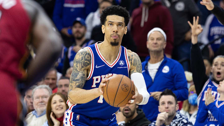May 6, 2022; Philadelphia, Pennsylvania, USA; Philadelphia 76ers forward Danny Green (14) shoots the ball against the Miami Heat during the fourth quarter in game three of the second round for the 2022 NBA playoffs at Wells Fargo Center. Mandatory Credit: Bill Streicher-Imagn Images May 6, 2022; Philadelphia, Pennsylvania, USA; Philadelphia 76ers forward Danny Green (14) shoots the ball against the Miami Heat during the fourth quarter in game three of the second round for the 2022 NBA playoffs at Wells Fargo Center. Mandatory Credit: Bill Streicher-Imagn Images