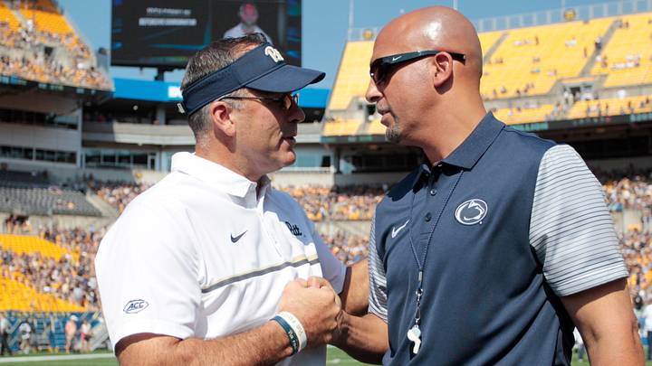Pittsburgh Panthers head coach Pat Narduzzi (L) and Penn State Nittany Lions head coach James Franklin (R) Pittsburgh Panthers head coach Pat Narduzzi (L) and Penn State Nittany Lions head coach James Franklin (R)