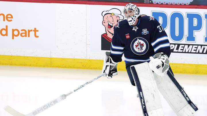 Apr 6, 2026; Winnipeg, Manitoba, CAN; Winnipeg Jets goaltender Connor Hellebuyck (37) warms up before a game against the Seattle Kraken at Canada Life Centre. Mandatory Credit: James Carey Lauder-Imagn Images Apr 6, 2026; Winnipeg, Manitoba, CAN; Winnipeg Jets goaltender Connor Hellebuyck (37) warms up before a game against the Seattle Kraken at Canada Life Centre. Mandatory Credit: James Carey Lauder-Imagn Images