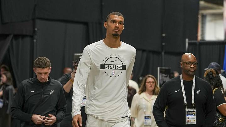 Jun 5, 2026; San Antonio, Texas, USA; San Antonio Spurs forward Victor Wembanyama (1) after the game between the Spurs and the Knicks in game two of the 2026 NBA Finals at Frost Bank Center. Mandatory Credit: Daniel Dunn-Imagn Images Jun 5, 2026; San Antonio, Texas, USA; San Antonio Spurs forward Victor Wembanyama (1) after the game between the Spurs and the Knicks in game two of the 2026 NBA Finals at Frost Bank Center. Mandatory Credit: Daniel Dunn-Imagn Images
