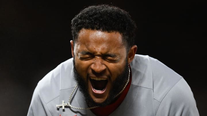 Sep 23, 2025; San Francisco, California, USA; St. Louis Cardinals center fielder Victor Scott II (11) celebrates his run against the San Francisco Giants during the ninth inning at Oracle Park. Mandatory Credit: Eakin Howard-Imagn Images Sep 23, 2025; San Francisco, California, USA; St. Louis Cardinals center fielder Victor Scott II (11) celebrates his run against the San Francisco Giants during the ninth inning at Oracle Park. Mandatory Credit: Eakin Howard-Imagn Images