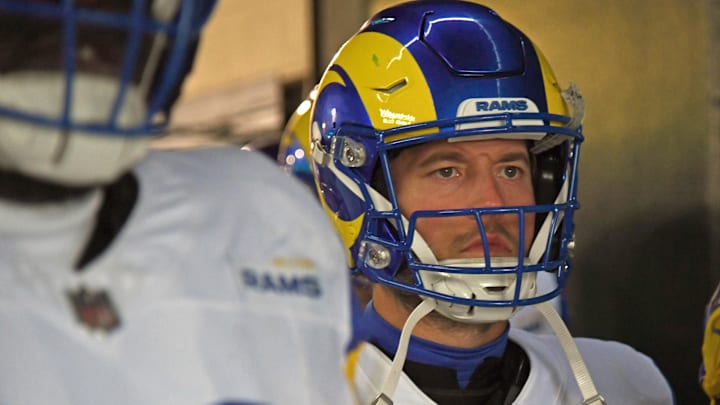 Jan 19, 2025; Philadelphia, Pennsylvania, USA; Los Angeles Rams quarterback Matthew Stafford (9) in the tunnel against the Philadelphia Eagles in a 2025 NFC divisional round game at Lincoln Financial Field. Mandatory Credit: Eric Hartline-Imagn Images Jan 19, 2025; Philadelphia, Pennsylvania, USA; Los Angeles Rams quarterback Matthew Stafford (9) in the tunnel against the Philadelphia Eagles in a 2025 NFC divisional round game at Lincoln Financial Field. Mandatory Credit: Eric Hartline-Imagn Images
