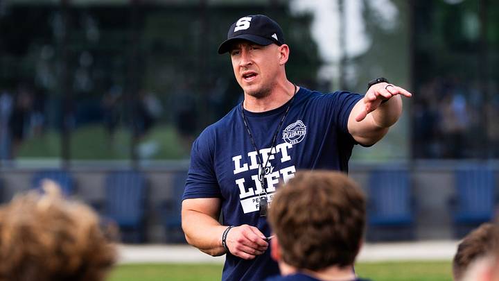Penn State football strength and conditioning coach Reid Kagy talks to the players during the 23rd annual Lift for Life event at Holuba Hall. Penn State football strength and conditioning coach Reid Kagy talks to the players during the 23rd annual Lift for Life event at Holuba Hall.