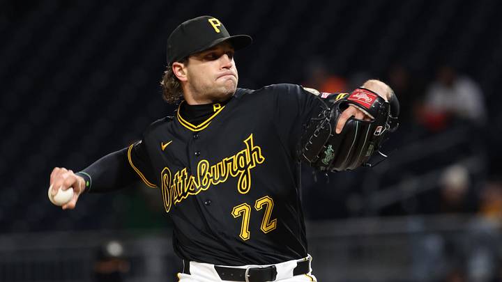 Apr 7, 2026; Pittsburgh, Pennsylvania, USA;  Pittsburgh Pirates relief pitcher Isaac Mattson (72) pitches against the San Diego Padres during the seventh inning at PNC Park. Mandatory Credit: Charles LeClaire-Imagn Images