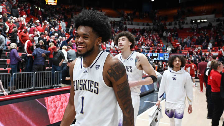 Mar 7, 2024; Pullman, Washington, USA; Washington Huskies forward Keion Brooks Jr. (1) walks off the court after a game against the Washington State Cougars in the second half at Friel Court at Beasley Coliseum. Washington Huskies won 74-68. Mandatory Credit: James Snook-USA TODAY Sports