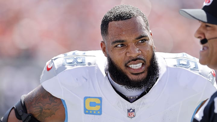Tennessee Titans defensive tackle Jeffery Simmons in the first half at Empower Field at Mile High. 