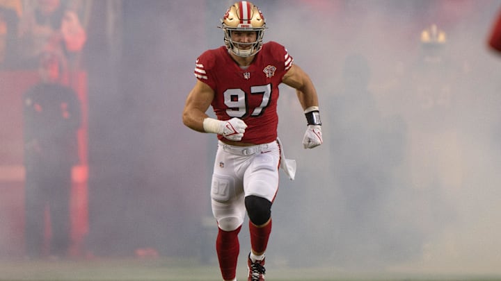 San Francisco 49ers defensive end Nick Bosa are on the low end of the betting splits, but oddsmakers have moved the line in their favor vs. the Rams.
