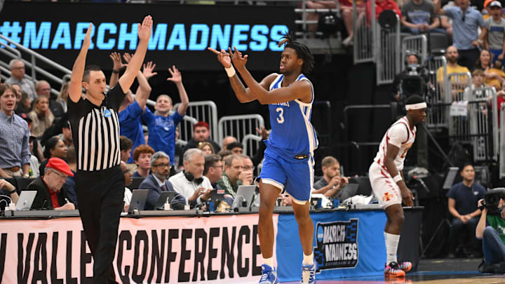 Mar 22, 2026; St. Louis, MO, USA; Kentucky Wildcats guard Kam Williams (3) celebrates a three point basket during the first half against the Iowa State Cyclones during a second round game of the men's 2026 NCAA Tournament at Enterprise Center. Mandatory Credit: Jeff Curry-Imagn Images