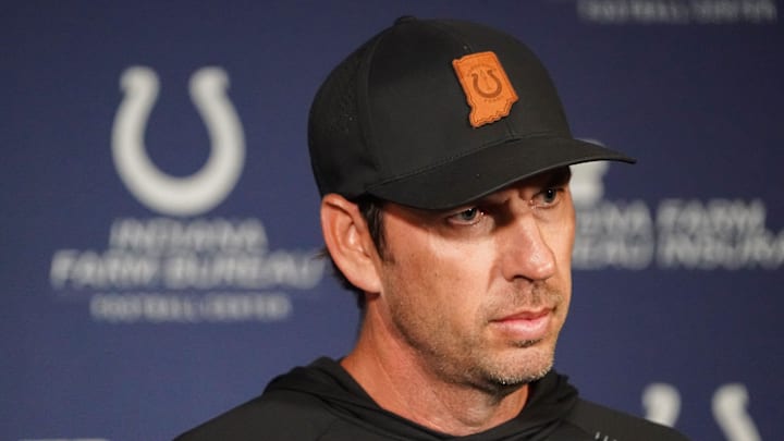 Indianapolis Colts head coach Shane Steichen talks to press Tuesday, June 10, 2025, during NFL Colts mandatory mini camp at the Indiana Farm Bureau Football Center in Indianapolis. Indianapolis Colts head coach Shane Steichen talks to press Tuesday, June 10, 2025, during NFL Colts mandatory mini camp at the Indiana Farm Bureau Football Center in Indianapolis.
