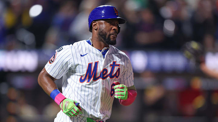 Sep 17, 2025; New York City, New York, USA; New York Mets designated hitter Starling Marte (6) runs the bases after hitting a solo home run during the fourth inning against the San Diego Padres at Citi Field. Mandatory Credit: Vincent Carchietta-Imagn Images Sep 17, 2025; New York City, New York, USA; New York Mets designated hitter Starling Marte (6) runs the bases after hitting a solo home run during the fourth inning against the San Diego Padres at Citi Field. Mandatory Credit: Vincent Carchietta-Imagn Images